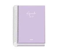 Dohe - Agenda Escolar 2026 2027 - Septiembre a Junio, Día Página, A6 (12x17 cm), Tapa Dura Tacto Suave, Cierre de Espiral, Español e Inglés - Serenity Morado