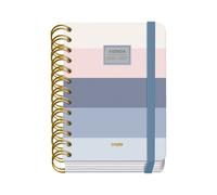 Dohe - Agenda Escolar 2026 2027 - Septiembre a Junio, Día Página, A6 (12x17 cm), Tapa Dura Suave, Espiral Doble, Cierre con Goma Elástica, 2 Páginas de Pegatinas, Español e Inglés - Donna