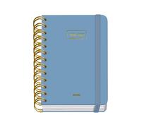 Dohe - Agenda Escolar 2026 2027 - Septiembre a Junio, Día Página, A6 (12x17 cm), Tapa Dura Suave, Espiral Doble, Cierre con Goma Elástica, 2 Páginas de Pegatinas, Español e Inglés - Azul
