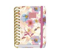 Dohe - Agenda Escolar 2026 2027 - Septiembre a Junio, Día Página, A6 (12x17 cm), Tapa Dura Suave, Espiral Doble, Cierre con Goma Elástica, 2 Páginas de Pegatinas, Español e Inglés - Magnolia