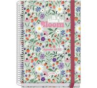 Dohe - Agenda Escolar 2026 2027 - Septiembre a Junio, Semana Vista, A5 (15x21 cm), Tapa Dura, Cierre de Espiral y Goma Elástica, 2 Páginas de Pegatinas, Español e Inglés - Bloom