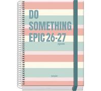 Dohe - Agenda Escolar 2026 2027 - Septiembre a Junio, Semana Vista, A5 (15x21 cm), Tapa Dura, Cierre de Espiral y Goma Elástica, 2 Páginas de Pegatinas, Español e Inglés - Epic