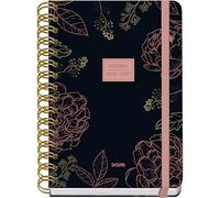 Dohe - Agenda Escolar 2026 2027 - Septiembre a Junio, Semana Vista, A5 (15x21 cm), Tapa Dura Suave, Espiral Doble, Cierre con Goma Elástica, 2 Páginas de Pegatinas, Español e Inglés - Noir