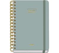 Dohe - Agenda Escolar 2026 2027 - Septiembre a Junio, Semana Vista, A5 (15x21 cm), Tapa Dura Suave, Espiral Doble, Cierre con Goma Elástica, 2 Páginas de Pegatinas, Español e Inglés - Verde