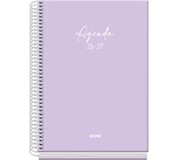 Dohe - Agenda Escolar 2026 2027 - Septiembre a Junio, Semana Vista, A5 (15x21 cm), Tapa Dura Tacto Suave, Cierre de Espiral, Español e Inglés - Serenity Morado
