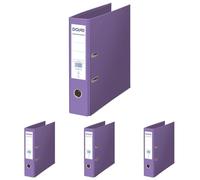 DOHE - Archivador 2 Anillas ECOLÓGICO - Capacidad 520 Hojas, Tamaño Folio 29x35 cm, Lomo 7 cm con Tarjetero, Apertura fácil de Palanca, Material de Oficina - Morado (Paquete de 4)