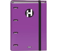 Dohe - Archivador 4 Anillas con Recambio 100 Hojas - Tamaño A4 (28x32 cm), Cierre de Goma, Papel 90 g/m², Material escolar - ICON Morado