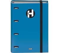 Dohe - Archivador 4 Anillas con Recambio 100 Hojas - Tamaño A4 (28x32 cm), Cierre de Goma, Papel 90 g/m², Material escolar - ICON Azul Oscuro