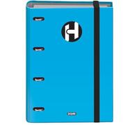 Dohe - Archivador 4 Anillas con Recambio 100 Hojas - Tamaño A4 (28x32 cm), Cierre de Goma, Papel 90 g/m², Material escolar - ICON Azul Claro