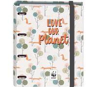 Dohe - Archivador 4 Anillas con Recambio 100 Hojas - Tamaño A4, Cierre con Goma, 4 Separadores de Colores, Sobre Portadocumentos, Papel 90 g/m², Compresor, Material escolar - WWF Love Our Planet