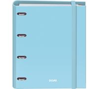 Dohe - Archivador con Recambio - Carpeta 4 Anillas, A4 (28x32 cm), 100 Hojas Cuadriculadas 5x5 mm, 4 Separadores de Colores, Sobre para Almacenamiento Extra y Cierre de Goma - SERENITY Azul