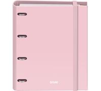 Dohe - Archivador con Recambio - Carpeta 4 Anillas, A4 (28x32 cm), 100 Hojas Cuadriculadas 5x5 mm, 4 Separadores de Colores, Sobre para Almacenamiento Extra y Cierre de Goma - SERENITY Rosa