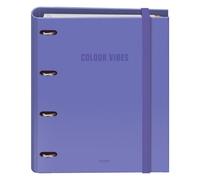 Dohe - Archivador con Recambio - Carpeta 4 Anillas, A4 (28x32 cm), 100 Hojas Cuadriculadas 5x5 mm, 4 Separadores de Colores, Sobre para Almacenamiento Extra y Cierre de Goma - COLOUR VIBES Morado