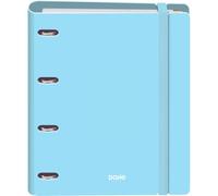 Dohe - Archivador con Recambio - Carpeta 4 Anillas Polyfoam, A4 (28x32 cm), 100 Hojas Cuadriculadas, Suave y Resistente, Separadores de Colores, Sobre de Almacenamiento Extra y Goma - SERENITY Azul