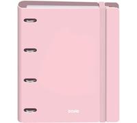 Dohe - Archivador con Recambio - Carpeta 4 Anillas Polyfoam, A4 (28x32 cm), 100 Hojas Cuadriculadas, Suave y Resistente, Separadores de Colores, Sobre de Almacenamiento Extra y Goma - SERENITY Rosa