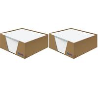 DOHE - Bloc de Notas (400 uds.) - Hojas Blancas Lisas, 90x90 mm, Grosor 70 gr/m², Portanotas Cartón Kraft Marrón, Papeles Sin Adhesivo para Recordatorios, Anotaciones, Mensajes (Paquete de 2)