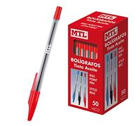 Dohe - Caja de bolígrafos con capucha - 1,0 mm,Rojo, 50 Unidades (Paquete de 1)