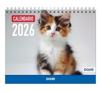 Dohe - Calendario 2026 Sobremesa - Mes Vista, 12 Meses Enero a Diciembre, Tamaño 21x15 cm, Planning Mensual y Anual con Espacio para Notas - Gatos