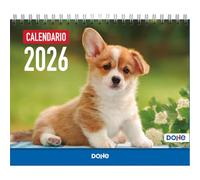Dohe - Calendario 2026 Sobremesa - Mes Vista, 12 Meses Enero a Diciembre, Tamaño 21x15 cm, Planning Mensual y Anual con Espacio para Notas - Perros
