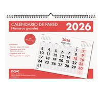 Dohe - Calendario Pared 2026-12 Meses Enero a Diciembre, Mes Vista, A3 (42x29,7 cm), Espiral Doble, Idioma Español, Números Grandes, Planning del Año, Papel Grueso 120 gr/m²