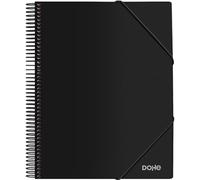 Dohe - Carpeta con 40 Fundas y Espiral - A4 (24x31 cm), Cierre de Gomas Elásticas, Tapa Dura de Polipropileno 800 micras, Material de oficina - Negro