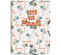 Dohe - Carpeta Escolar Solapas y Gomas - Tamaño Folio 26,5x35 cm, Capacidad 100 Hojas, Tapa Dura de Cartón, Portafolios Vuelta al Cole, Material Escolar - WWF Love Our Planet