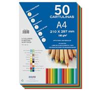 Dohe - Cartulinas A4 Colores Fuertes para Manualidades e Impresión (50 uds.) - 21x29,7 cm - 180 g/m² - Material de oficina