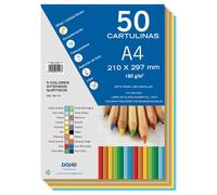 Dohe - Cartulinas A4 Colores Intensos para Manualidades e Impresión (50 uds.) - 21x29,7 cm - 180 g/m² - Material de oficina