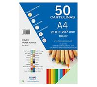 Dohe - Cartulinas A4 Verde Alface para Manualidades e Impresión (50 uds.) - 21x29,7 cm - 180 g/m² - Material de oficina