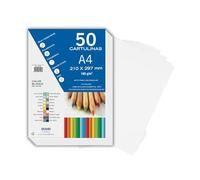 Dohe - Cartulinas Blancas A4 (50 uds.) - Tamaño 21x29,7 cm, Grosor 180 g/m², Manualidades, Impresión y Material Escolar