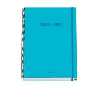 Dohe Cuaderno A4 cuadriculado COLOUR VIBES 100 hojas 90 g/m² Tapa dura 22,8x30 cm Cyan