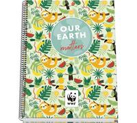 DOHE - Cuaderno A4 Cuadriculado - 100 Hojas Grosor 90 gr/m², Tamaño 22,8x30 cm, Tapa Dura, Cierre Anillas, Cuadrícula 5 mm, Material Escolar - WWF Tropic