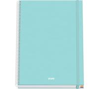 Dohe - Cuaderno A4 Cuadriculado - 100 Hojas Grosor 90 gr/m², Tamaño 22,8x30 cm, Tapa Dura, Cierre Anillas y Goma Elástica, Cuadrícula 5 mm, Material Escolar - SERENITY Verde