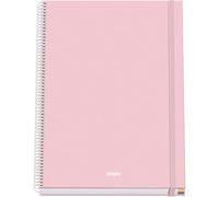 Dohe - Cuaderno A4 Cuadriculado - 100 Hojas Grosor 90 gr/m², Tamaño 28x30 cm, Tapa Dura, Cierre Anillas y Goma Elástica, Cuadrícula 5 mm, Material Escolar - SERENITY Rosa