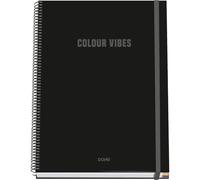 Dohe - Cuaderno A4 Cuadriculado - 100 Hojas Grosor 90 gr/m², Tamaño 22,8x30 cm, Tapa Dura, Cierre Anillas y Goma Elástica, Cuadrícula 5 mm, Material Escolar - COLOUR VIBES Negro