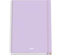 Dohe - Cuaderno A4 Cuadriculado - 100 Hojas Grosor 90 gr/m², Tamaño 28x30 cm, Tapa Dura, Cierre Anillas y Goma Elástica, Cuadrícula 5 mm, Material Escolar - SERENITY Morado