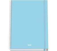Dohe - Cuaderno A4 Cuadriculado - 100 Hojas Grosor 90 gr/m², Tamaño 22,8x30 cm, Tapa Dura, Cierre Anillas y Goma Elástica, Cuadrícula 5 mm, Material Escolar - SERENITY Azul