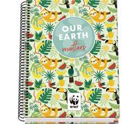 DOHE - Cuaderno A5 Cuadriculado - 100 Hojas Grosor 90 gr/m², Tamaño 16,2x21 cm, Tapa Dura, Cierre Anillas, Cuadrícula 5 mm, Material Escolar - WWF Tropic