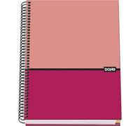 DOHE - Cuaderno A5 Cuadriculado - 100 Hojas Grosor 90 gr/m², Tamaño 16,2x21 cm, Tapa Dura, Cierre Anillas, Cuadrícula 5 mm, Material Escolar - DUO Rosa