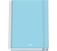 Dohe - Cuaderno A5 Cuadriculado - 100 Hojas Grosor 90 gr/m², Tamaño 16,2x21 cm, Tapa Dura, Cierre Anillas y Goma Elástica, Cuadrícula 5 mm, Material Escolar - SERENITY Azul