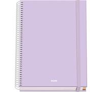 Dohe - Cuaderno A5 Cuadriculado - 100 Hojas Grosor 90 gr/m², Tamaño 16,2x21 cm, Tapa Dura, Cierre Anillas y Goma Elástica, Cuadrícula 5 mm, Material Escolar - SERENITY Morado