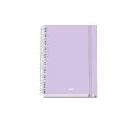Dohe - Cuaderno A5 Cuadriculado - 100 Hojas Grosor 90 gr/m², Tamaño 16,2x21 cm, Tapa Dura, Cierre Anillas y Goma Elástica, Cuadrícula 5 mm, Material Escolar - SERENITY Morado