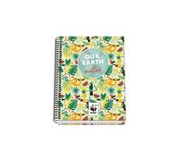 DOHE - Cuaderno A5 Cuadriculado - 100 Hojas Grosor 90 gr/m², Tamaño 16,2x21 cm, Tapa Dura, Cierre Anillas, Cuadrícula 5 mm, Material Escolar - WWF Tropic