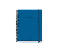 Dohe - Cuaderno A5 Cuadriculado - 100 Hojas Grosor 90 gr/m², Tamaño 16,2x21 cm, Tapa Dura, Cierre Anillas y Goma Elástica, Cuadrícula 5 mm, Material Escolar - COLOUR VIBES Azul