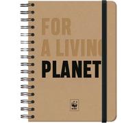 Dohe - Cuaderno A5 - Interior Liso Blanco, 15x21 cm, Cierre Espiral Doble y Goma, Tapa Dura Cartón Kraft, 96 Hojas, Libreta Mediana Profesional para Notas y Dibujo - WWF For a Living Planet