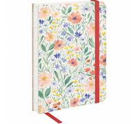 Dohe - Cuaderno A5 - Tamaño 14,5x21 cm, Lomo Descubierto, Interior Blanco Liso, 128 Hojas, Con Marcapáginas y Goma de Cierre, Libreta Bonita Profesional, Dibujo y Notas - FLOWERS Garden