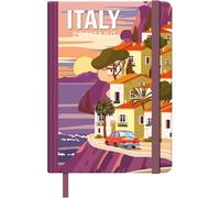 Dohe - Cuaderno A5 - Tamaño 15x21 cm, Interior Blanco Liso, 96 Hojas, Tapa Dura Cosida, Con Marcapáginas y Goma de Cierre, Libreta Bonita Profesional y Universitaria - TRAVEL Italy