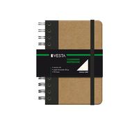 Dohe - Cuaderno A6 - Interior Liso Blanco, 10,5x15,5 cm, Cierre Espiral Doble y Goma, Tapa Dura Cartón Kraft, 96 Hojas, Libreta Grande Profesional para Notas y Dibujo - Vesta Nature