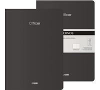 DOHE - Cuadernos A4 Interior Liso (2 uds.) - Tamaño 21x29,7 cm, 40 Hojas (80 páginas), 90 gr/m², Notas, Organización o Dibujo, Tapa Blanda Flexible - OFFICER Negro