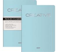 DOHE - Cuadernos A4 Interior Liso (2 uds.) - Tamaño 21x29,7 cm, 40 Hojas (80 Páginas), 90 gr/m², Notas, Organización o Dibujo, Tapa Blanda Flexible - CREATIVE Turquesa